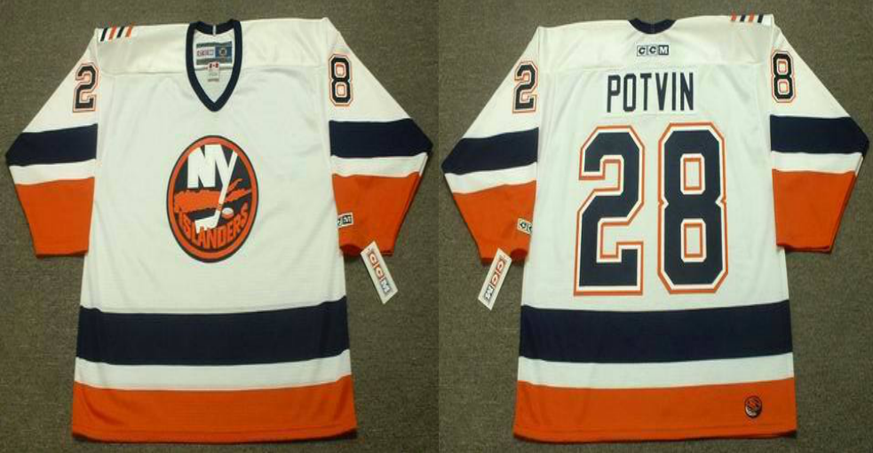 2019 Men New York Islanders 28 Potvin white CCM NHL jersey